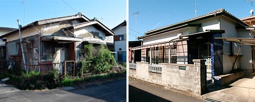 遺品整理前の散らかった部屋と庭